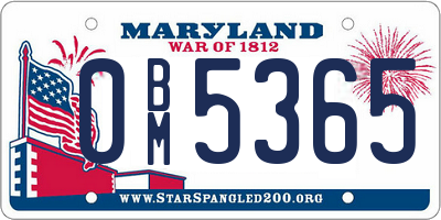 MD license plate 0BM5365