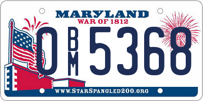 MD license plate 0BM5368