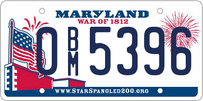 MD license plate 0BM5396