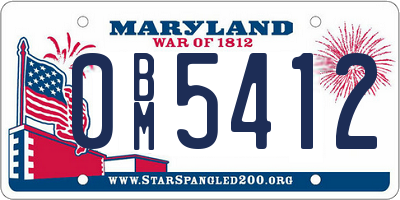 MD license plate 0BM5412