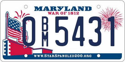 MD license plate 0BM5431
