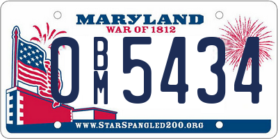 MD license plate 0BM5434