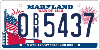 MD license plate 0BM5437