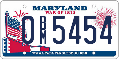 MD license plate 0BM5454