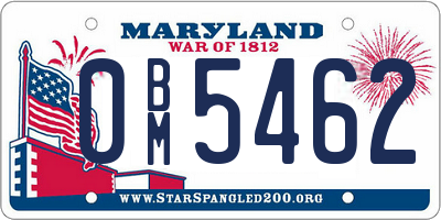 MD license plate 0BM5462
