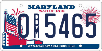 MD license plate 0BM5465