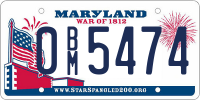 MD license plate 0BM5474