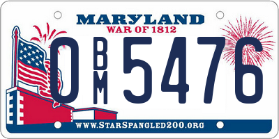 MD license plate 0BM5476