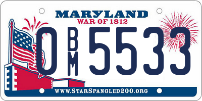 MD license plate 0BM5533