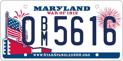 MD license plate 0BM5616