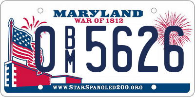 MD license plate 0BM5626