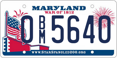 MD license plate 0BM5640
