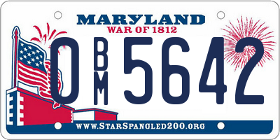 MD license plate 0BM5642