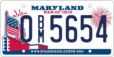 MD license plate 0BM5654