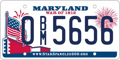MD license plate 0BM5656
