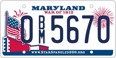 MD license plate 0BM5670