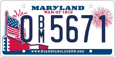 MD license plate 0BM5671