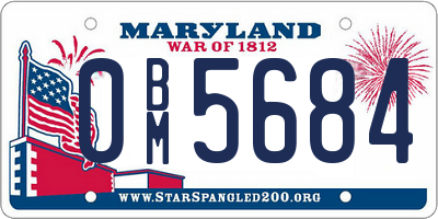 MD license plate 0BM5684