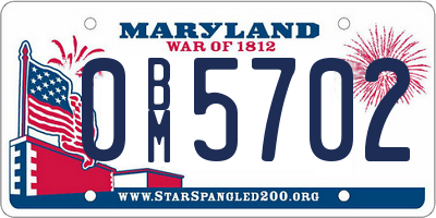 MD license plate 0BM5702