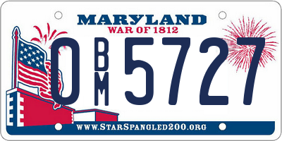 MD license plate 0BM5727