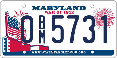 MD license plate 0BM5731