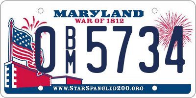 MD license plate 0BM5734