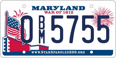 MD license plate 0BM5755