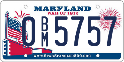 MD license plate 0BM5757