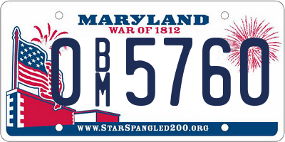 MD license plate 0BM5760