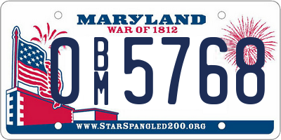 MD license plate 0BM5768