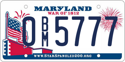 MD license plate 0BM5777