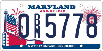 MD license plate 0BM5778