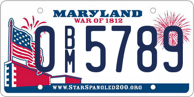 MD license plate 0BM5789