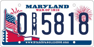 MD license plate 0BM5818