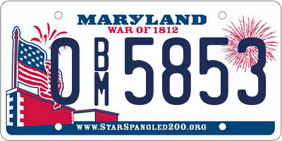 MD license plate 0BM5853