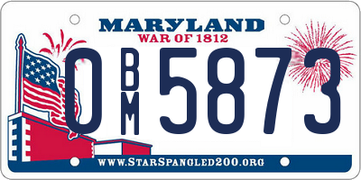 MD license plate 0BM5873
