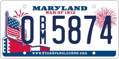 MD license plate 0BM5874