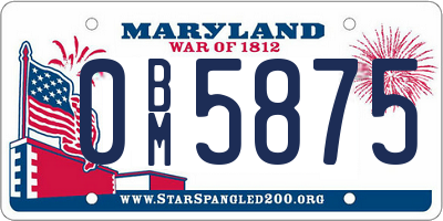 MD license plate 0BM5875