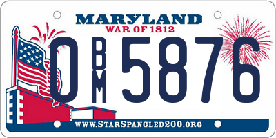 MD license plate 0BM5876