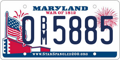 MD license plate 0BM5885