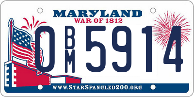 MD license plate 0BM5914