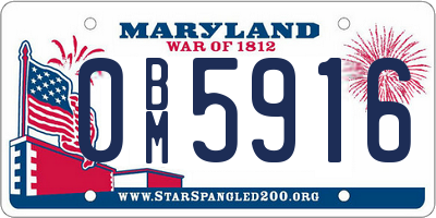 MD license plate 0BM5916