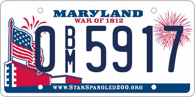 MD license plate 0BM5917