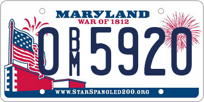 MD license plate 0BM5920