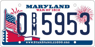 MD license plate 0BM5953