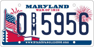 MD license plate 0BM5956