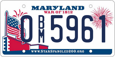 MD license plate 0BM5961