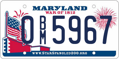 MD license plate 0BM5967
