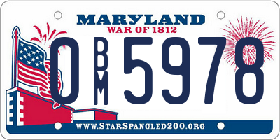 MD license plate 0BM5978