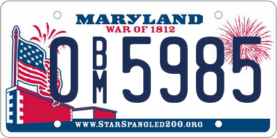 MD license plate 0BM5985